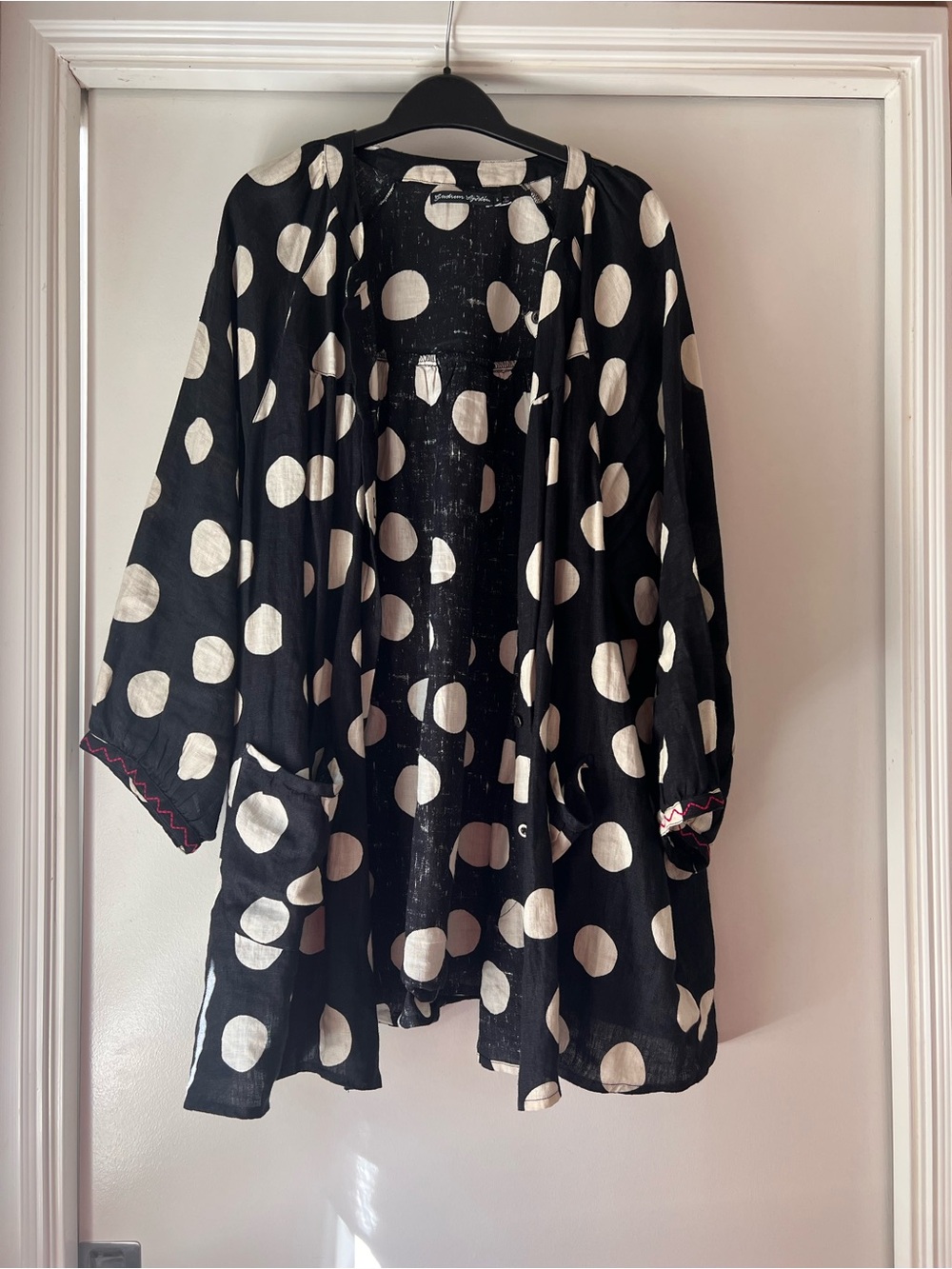 Gudrun Sjoden Black and Cream Polka Dot Button-Down Top